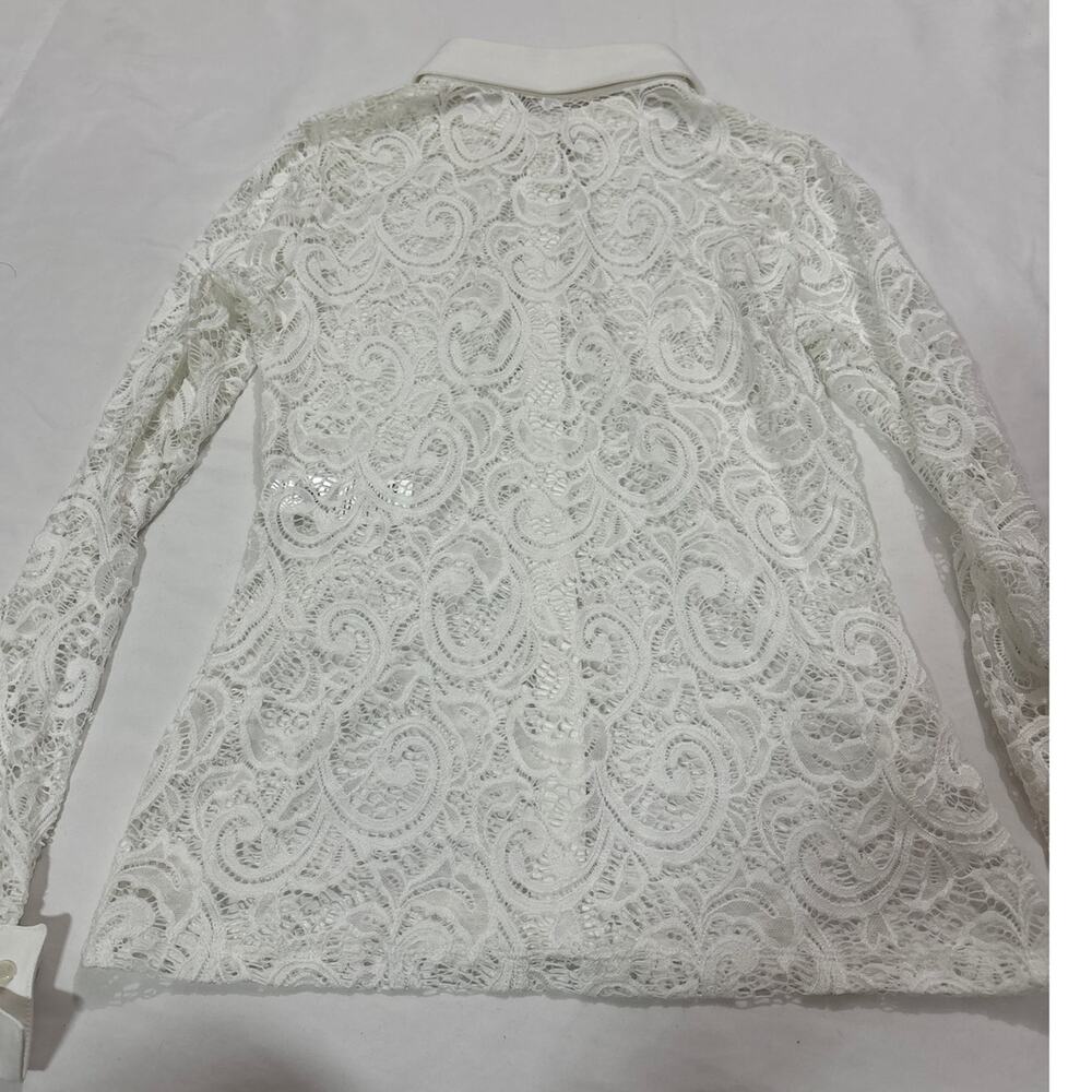 NWT Anne Fontaine Womens 42 US 10 Lys Shirt White Lace Blouse Career Designer - Picture 6 of 14